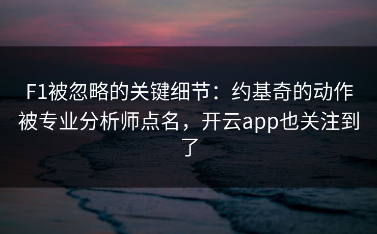 F1被忽略的关键细节：约基奇的动作被专业分析师点名，开云app也关注到了