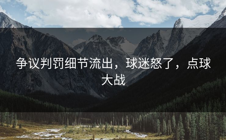 争议判罚细节流出，球迷怒了，点球大战
